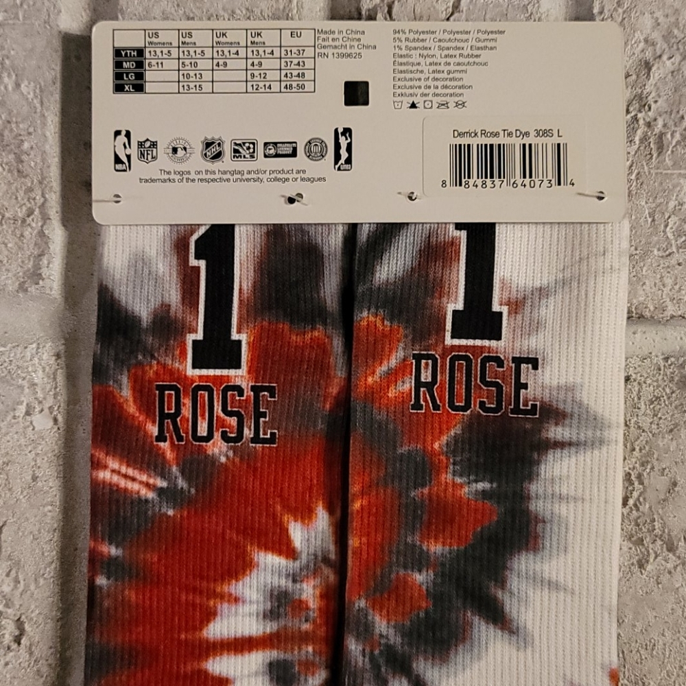 Men's Chicago Bulls Derrick Rose  Tie Dye Socks - Picture 3 of 3